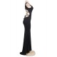 Black Simple Straps Backless Slit Party Gown