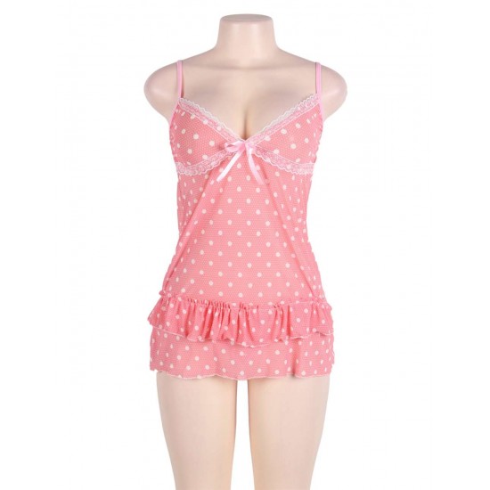 Sweet Pink Polka Dots Sexy Babydoll