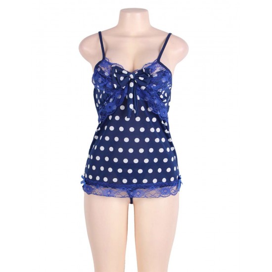 Sweet blue polka dots sexy babydoll