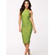 Womens Structured Striped Bodycon Light Green Dress