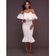 White Off-Shoulder Ruffle Bodycon Mermaid Party Dress