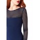 Fishtail Elegant Blue Stripe Evening Dress