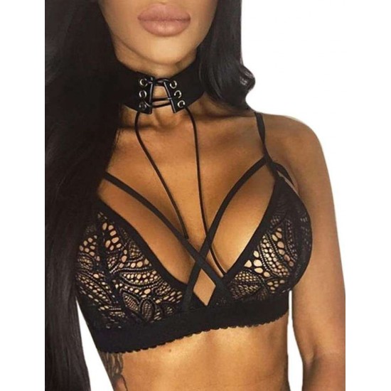 Strappy Harness Black Bralette Bra