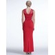 Elegant Red Side Lace Detail Ruched Dress