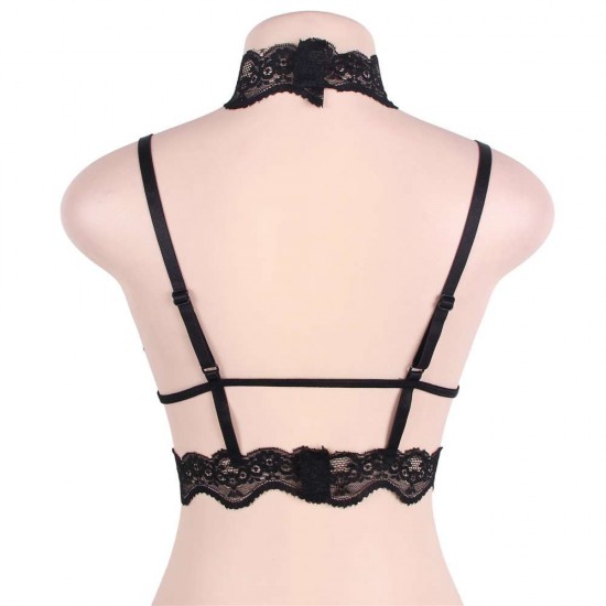 Plus Size Seductive Strappy Choker Lace Bra Lingerie