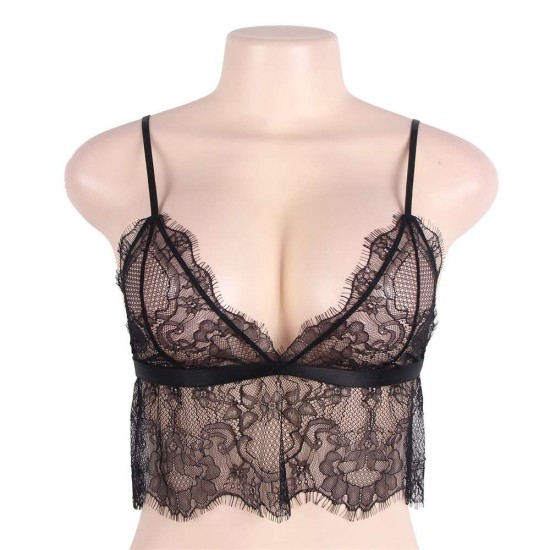 Plus Size Black Lace Bralette Top