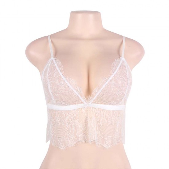 Plus Size White Lace Bralette Top