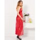 Pluse Size Red Backless Halter Dress