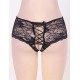 Black Open Crotch Floral Lace Panty