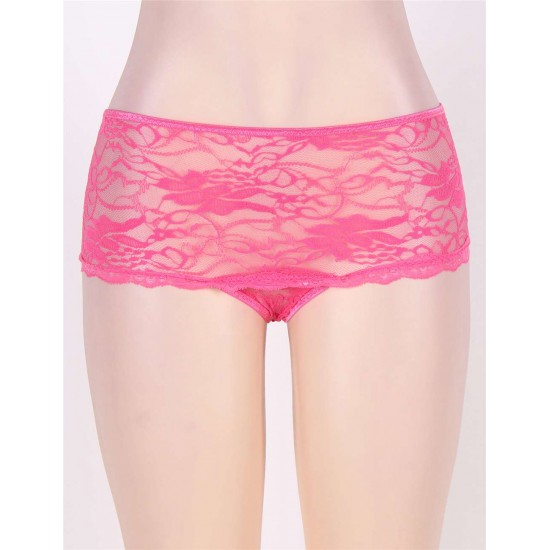 Sexy Pink Lace Open Crotch Panty