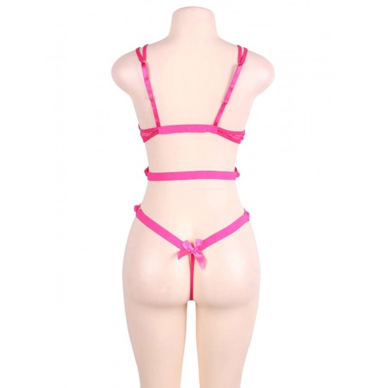 Heart Jacquard Stretch Mesh Teddy