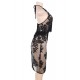 Plus Size Elegant Black Deluxe Decals Fashion Dress