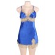 Deluxe Satin Lace Stitching Blue Babydoll