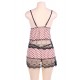 Sweet Polka Dots Lace Stitching Pink Babydoll