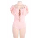 Pink Ruffle Off-The-Shoulder One Piece Swimsuit