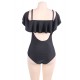 Ruffle Off-The-Shoulder One Piece Black Swimsuit