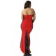 Plus Size Long Strapless Ruffle Floral Red Prom Dresses