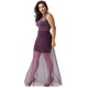 Plus Size Short Dress Sleeveless with Floor Length Sheer Overlay