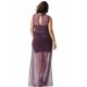 Plus Size Short Dress Sleeveless with Floor Length Sheer Overlay