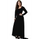 Plus Size Black Long Sleeve Pattern Back Sheer Prom Dress