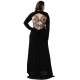 Plus Size Black Long Sleeve Pattern Back Sheer Prom Dress