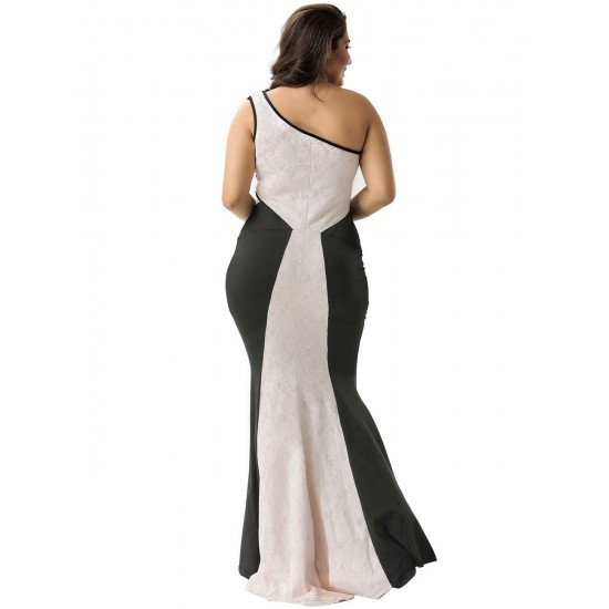 Plus Size One-shoulder Floor-length Prom Dress