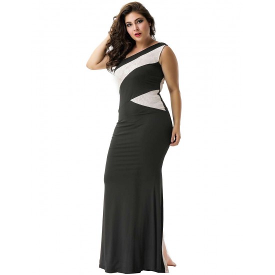 Plus Size One-shoulder Floor-length Prom Dress