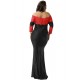 Plus Size Boat Neck Red Lace Evening Gown