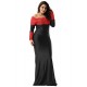 Plus Size Boat Neck Red Lace Evening Gown