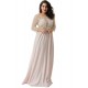 Plus Size Apricot Transparent Embroidery Gown