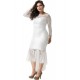 Plus Size Elegant Lace Hi-low White Evening Dress