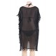 Black Pom Pom Tassel Hem Gauze Cover up