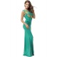 Green Elegant Embroidery Backless Sleeveless Party Gown