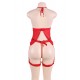 Red Sheer Tie Front  Mesh Babydoll Lingerie Set