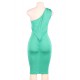 Plus Size Delicate Green One-shoulder Bodycon Dress