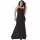 Plus Size Black Transparent Gauze Evening Dress