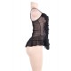 Plus Size Black Stereoscopic Flower Lace Babydoll