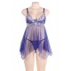 Blue Sheer Mesh Babydoll Lingerie With G String 