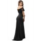 Plus Size Black Fashion Lace Off Shoulder Party Dress