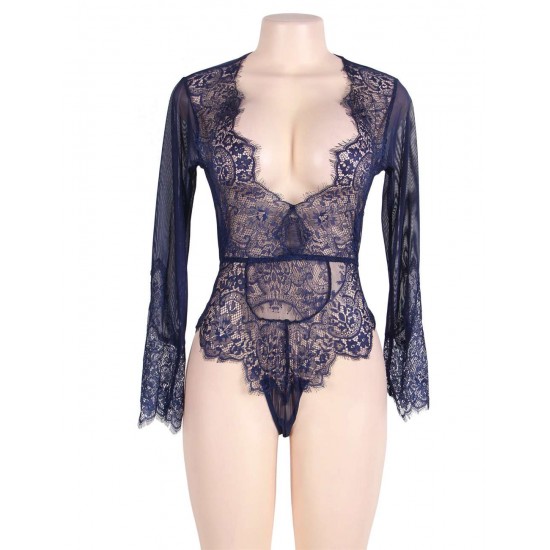 Plus Size Exquisite Lace Sleeve Teddy