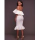 White Off-Shoulder Ruffle Bodycon Mermaid Party Dress