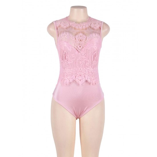 Plus Size Pink Lace Sexy Teddy