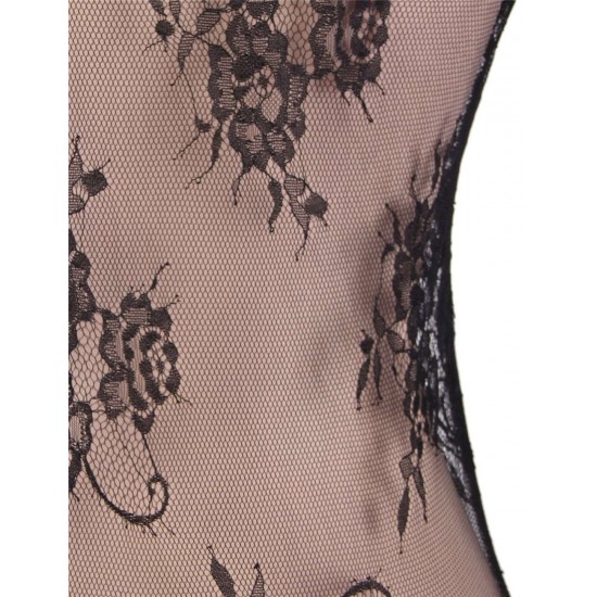 Black Exquisite Lace Sleeve Teddy