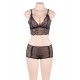 Plus Size Black Lace Temptation 2pcs Bralette Lingerie Set