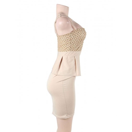 Fashion Gold Scallop Bodycon Mini Dress