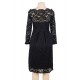 Plus Size Black Lace Long Sleeve Off Shoulder Dress