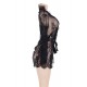 Eyelash Black Lace Sleepwear Gown