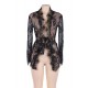 Eyelash Black Lace Sleepwear Gown