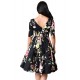 Half Sleeve Black Vintage Style Floral Swing Dress