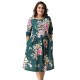 Plus Size Green Printing Fashion Dress